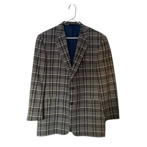 Burberry Blue Plaid Mens Designer 100% Cotton Dapper Blazer Jacket Size 42
